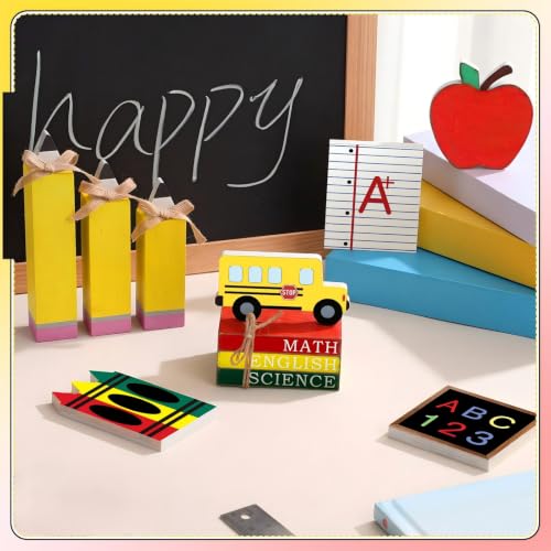 11 Pcs Back to School Tiered Tray Decor, Table Centerpiece Decor - style: Back to School