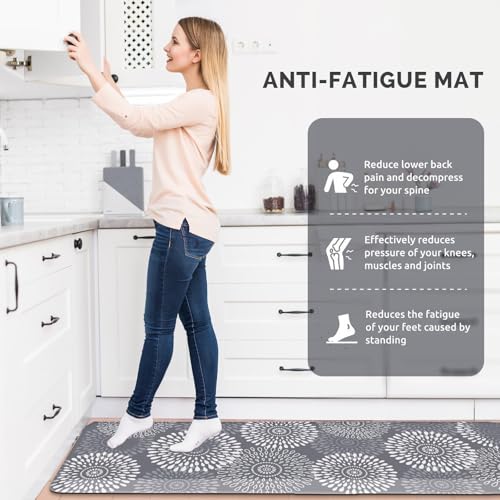 Kitchen Mat Water-Resistant Kitchen Rugs Cushioned Anti-Fatigue Floor Mat - color: Grey, size: 60"L x 17.3"W x 0.5"Th