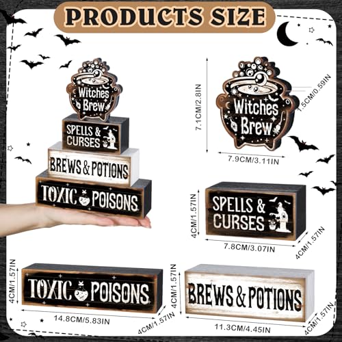 4 Pcs Halloween Tiered Tray Decor Witches Brew Centerpiece for Table - style: Witches Brew