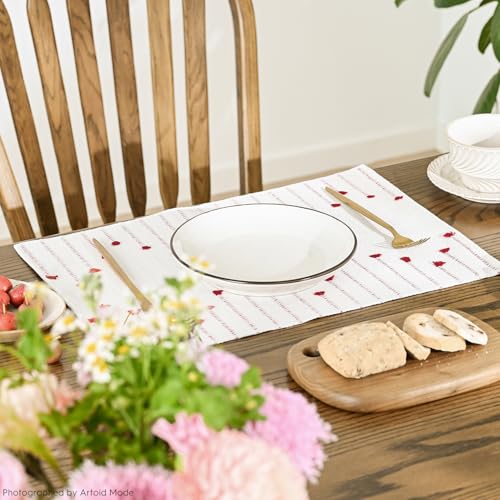 Artoid Mode Red Christmas Woven Rustic Placemats Set of 4-12x18 Inch - color: Red, size: 12" x 18", 4 Pcs