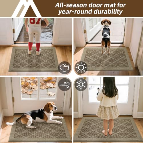 COSY HOMEER Non-Slip Door Mat 20"x32",Entryway Rugs Low Profile,Beige - color: Beige, size: 2'8" x 1'8" (Rectangular)