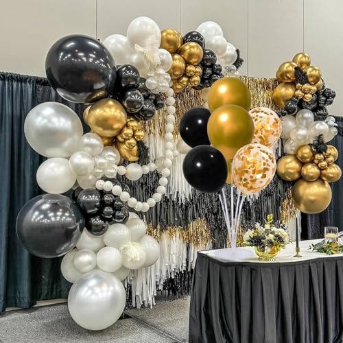 6 Set Balloon Stand Kit for Table Centerpieces With Balloon and Base Party Decorations for Birthday Wedding Retirement Graduation Baby Shower (Black Gold) - color: Black Gold