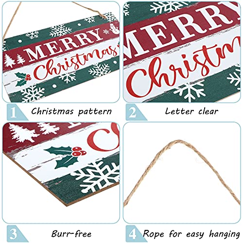 Marsui Christmas Wood Hanging Sign with Jute Rope, Merry Christmas - style: Merry Christmas