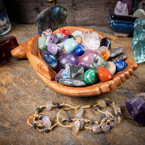 Wooden Hands Bowl, Crystal Display, Rock Display, Natural, Large - color: Natural, size: L