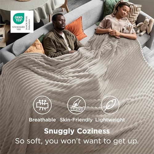 Bedsure Extra Soft Large Fleece Blanket for Bed Beige 120"x120" - color: Beige, size: Large