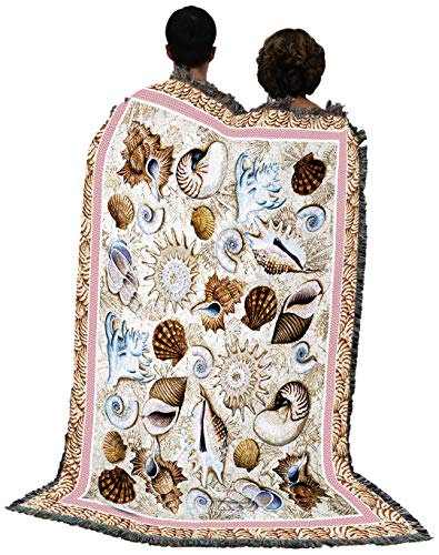 Pure Country Weavers Seashells Blanket by Elena Vladykina - Coastal Ocean Beach Gift Tapestry Throw Woven from Cotton - Made in the USA (72x54) - color: Seashells, size: 72" x 54"