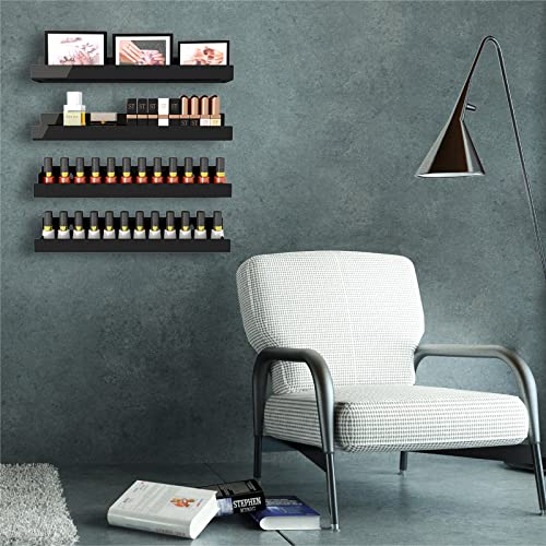 4 Pack 15 Inch Black Acrylic Floating Wall Shelves, Kids Bookshelf - color: 15in-black