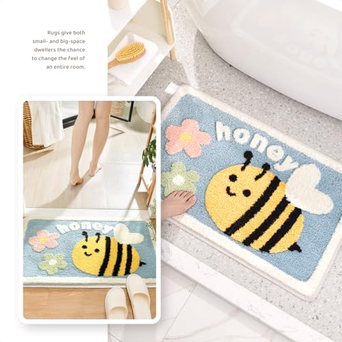 Molesun Bee Bath Mat 20x31, Soft Absorbent Microfiber Bath Rugs - color: Honeybee, size: 20" x 31"
