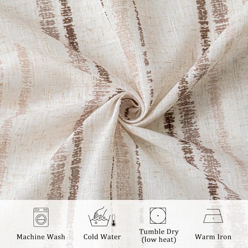 MYSKY HOME Farmhouse Striped Linen Curtains for Bedroom 52x63,2 Panels - color: Taupe, size: 52"W x 63"L (Pack of 2)
