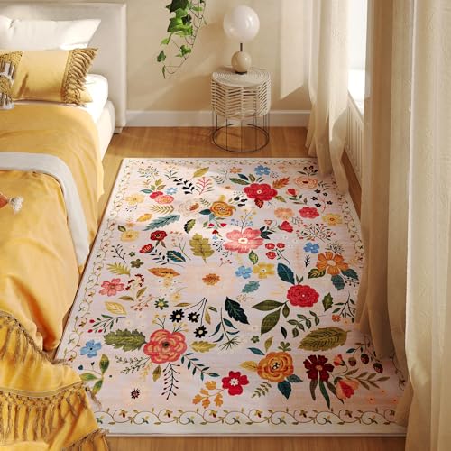 Rugcomf Area Rug 3x5 Washable, Beige - color: Beige, size: 3' x 5' (Rectangular)