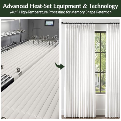 Semi Sheer Pinch Pleated Linen Curtains for Living Room 102 Inches, White - color: White, size: 40"W x 102"L (Pack of 2)