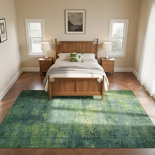 8x10 Green Washable Area Rugs for Living Room,Bedroom,Dining Room,Playroom - color: Dark Green-light Green-light Cyan, size: 8' x 10' (Rectangular)