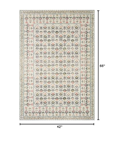 Loloi Rifle Paper Co Eden Lattice Ivory 3'-6" x 5'-6" Accent Rug - color: Lattice Ivory, size: 3'6" x 5'6" (Rectangular)