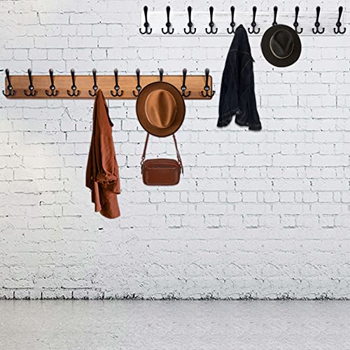 WEBI Coat Rack Wall Mounted,38 9/16" Long,10 Hooks,Wood Coat Hooks Wall Mounted Coat Hanger,Hook Rack Rail,Triple Hooks for Hanging Coats,Clothes,Jacket,Farmhouse,Black/White,2 Packs - color: White, size: 10 Hooks(2 Packs)