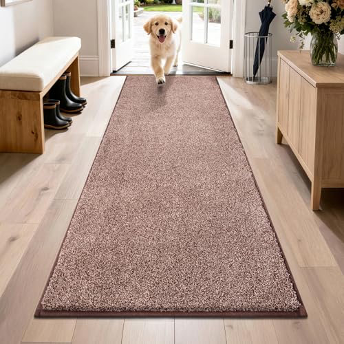 PURRUGS Hallway Runner Rug, 31.5" x 70", Brown-Light Cream - color: Brown-light Cream, size: 31.5" X 70"