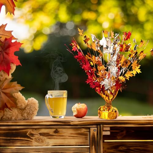 18 Pcs Fall Maple Leaves Centerpiece Metallic Foil Spray, Modern, Modern - color: Modern