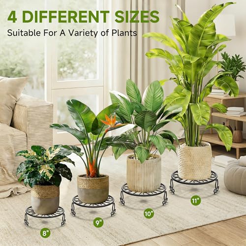 NSYOOMH 8" 9" 10" 11" 4-Pack Sturdy Plant Stands for Outdoor & Indoor Use - size: 4Pack-8-9-10-11Inch