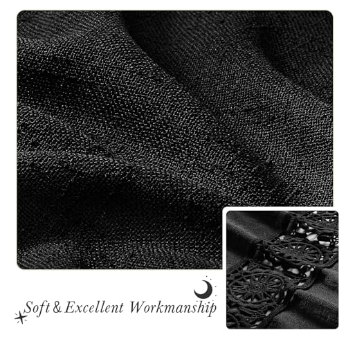 Gibelle Black Boho Farmhouse Living Room Curtains 63 Inch Length, Modern Country Window Curtain for Bedroom, Linen Bohemian Rustic Draperies - color: Black, size: 56"W x 63"L (Pack of 1)