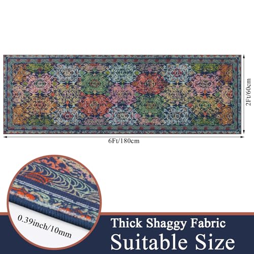 Vaukki Hallway Runner 2x6 ft, Blue-Multi Vintage Shaggy Soft Kitchen Rug - color: Blue-multicolor, size: 2' x 6'(Runner)