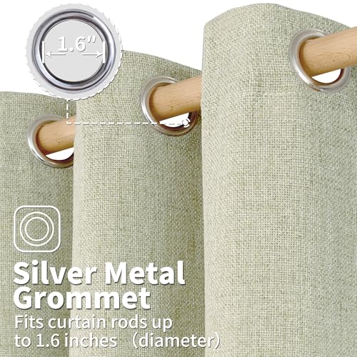 BGment Sage Green Faux Linen Curtains 63 Inch Length 2 Panels for Bedroom - color: B - Linen Sage Green, size: 52"W x 63"L (Pack of 2)