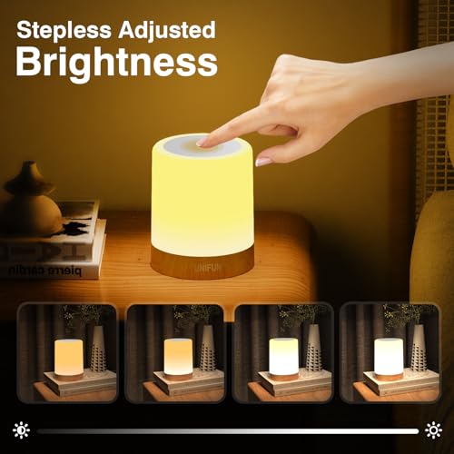 UNIFUN Bedside Touch Lamp Rechargeable Dimmable RGB LED Table Night Light (Pack of 2) - size: Regular Szie (Pack of 2)