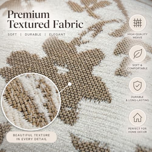 Set of 2 Decorative European Jacquard Vintage Embroidery Stereo Sofa Pillow Covers for Home Decor, Sofa Living Room, Couch, Bed.18x18IN (Neutral Beige Tree) - color: Neutral Beige Tree