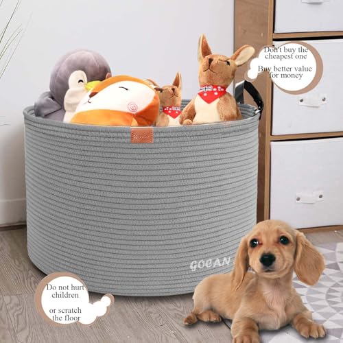 Cotton Rope Woven Laundry Basket 22"X 22"X 14" with handles(Gery) XXXL - color: Pure grey