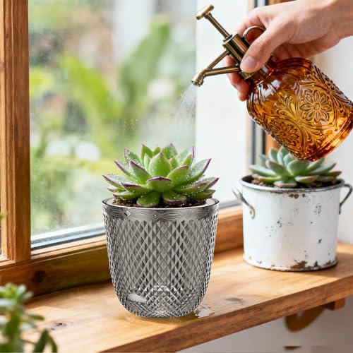 QCQHDU 2 Pack Self Watering Pots, 7.2 Inch, with Drainage Holes, Gray - color: Gray, size: 7.2in