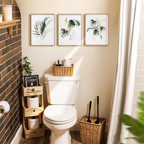 ArtbyHannah Framed Bathroom Wall Art, 12" x16" Botanical Canvas Paintings - size: 12x16 Inch