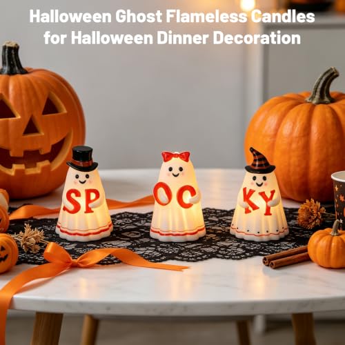 Wondise Spooky Ghost Halloween Flameless Candles with 6hrs Timer - color: 2-Ghost