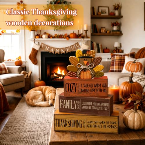 Moucuny 4 Pcs Thanksgiving Turkey Decor for Home Cozy Fall Table Decoration - style: Cozy Thanksgiving
