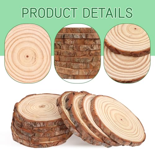 FSWCCK 10 PCS Unfinished Wood Slices for Centerpieces,4.7-5.1 Inch,Round Natural Discs with Tree Bark,Wooden Cookies Circles for Crafts Christmas Ornaments, Rustic Wedding Table Decoration (4.7"-5.1") - size: 10 Pcs 4.7"-5.1"