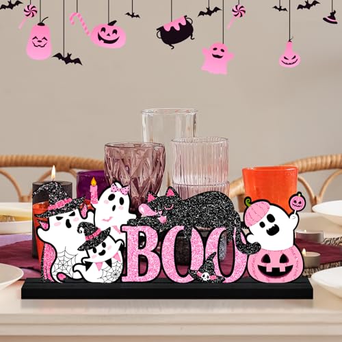 Halloween Pink Table Decorations Centerpiece, Metal Table Sign - style: Pink Ghosts