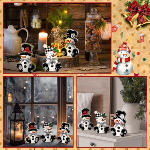 GlikCeil 3 Pcs Winter Snowman Table Decorations Christmas Wood Centerpiece - style: Snowman
