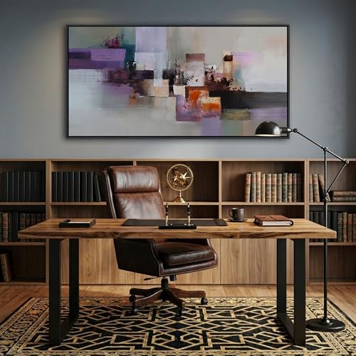 Purple Abstract Pictures for Living Room - Modern Canvas Wall Art, Framed Artwork for Bedroom, Office, Large Decorative Paintings, Elegant Wall Art Decor for Contemporary Spaces 24×48IN - color: Purple, size: 48"L x 24"W