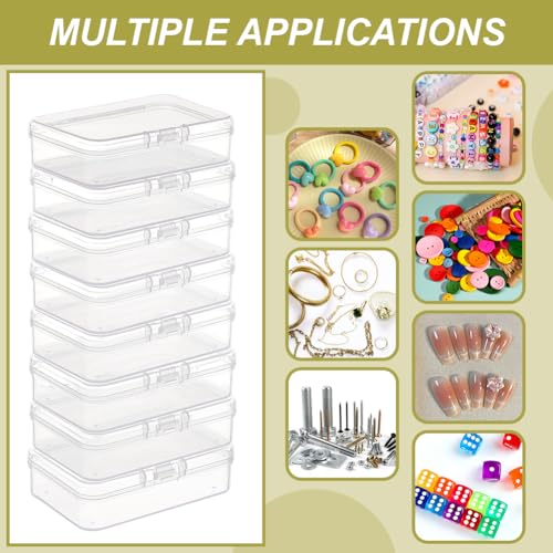 BENECREAT 12 Packs Rectangle PP Plastic Container Box, 3x2x0.8inch Bead Storage Organizer Box, Dustproof Case with Hinged Lid for Cards, Beads and Craft Supplies - size: 3x2x0.8inch