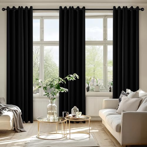 MIULEE Blackout Curtains for Bedroom 2 Panels 40 x 72 Inch Long Black - color: Black, size: 40"W x 72"L (Pack of 2)