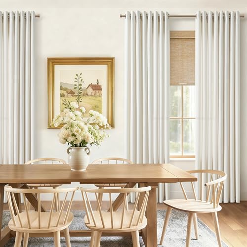 Natural Linen Semi Sheer Grommet Curtains for Living Room 92 Inch Long Boho - color: Natural, size: 52"W x 92"L (Pack of 2)
