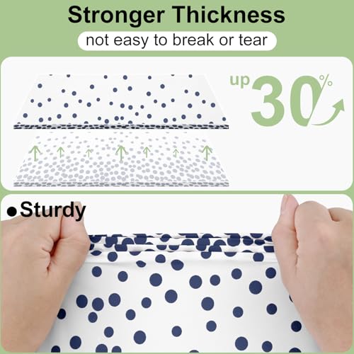 Smiry Disposable Rectangle Plastic 54 x 108 Inch Table Cloth 3 Pack - color: White and Navy