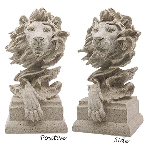 H&W Sandstone Lion Statue, The King of Beasts, Collectible Figurines - color: Sandstone