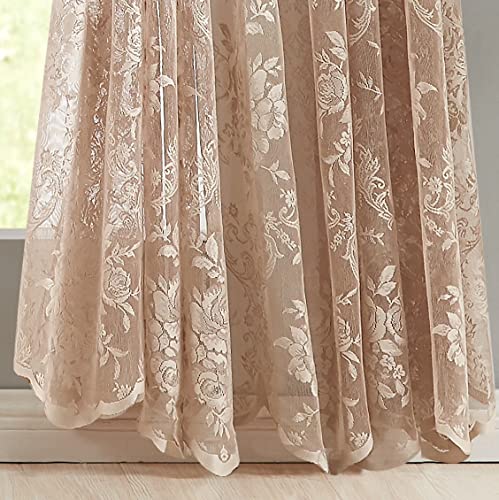 LinenZone 102x84 Linen Lace Patio Door Curtain.(Luna 102x84, Linen) - color: Linen, size: 102"W x 84"L (Pack of 1)