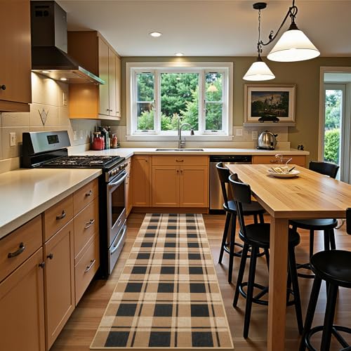 AROGAN 2x8 Checkered Jute Runner Rug for Kitchen Indoor Floor Area Carpet - color: Nature, size: 2' x 8' (Runner)
