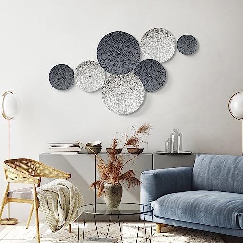 Silver and Gray Metal Wall Art Decor for Modern Living Room Hallway - color: Silver and Dark Gray