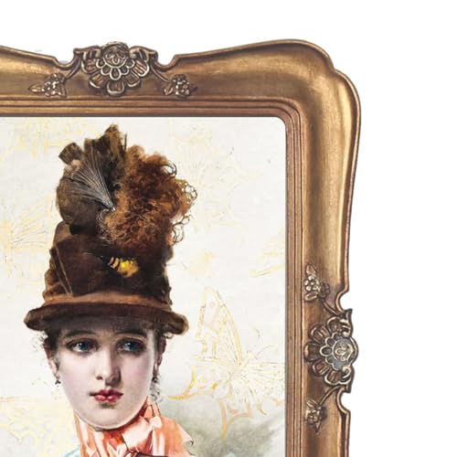 WINPLUS+ Vintage Picture Frame 5x7, Wall Mount and Tabletop Display, Art Gallery Gift (Antique Gold 5x7) - style: Antique Gold