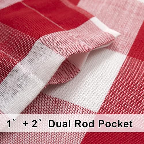 Red Plaid Kitchen Curtains Tiers 36" Half Window Café Curtains Semi Sheers - color: Red and White, size: 24"W x 36"L (Pack of 2)