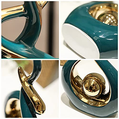 Norrclp Home Decor Modern Abstract Art Ceramic Statue Table Decor (Small) - color: Green and Gold, size: Small