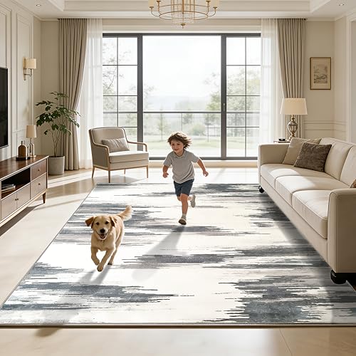 Washable Area Rug Farmhouse Non Slip Low Pile Rug(Light Gray,5‘x7’) - color: Light Gray, size: 5' x 7' (Rectangular)