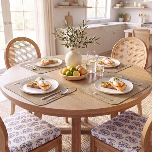 MOSAYT Vinyl Faux Leather Placemats, Set of 6, Apricot - color: Apricot