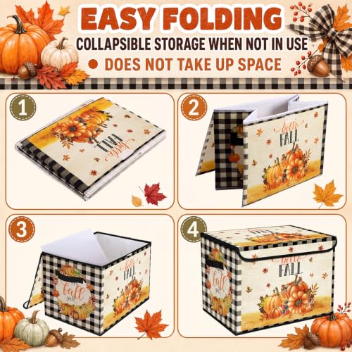 Briwooody Fall Pumpkin Storage Bin with Lid and Carrying Handle Storage Box - style: Pumpkin