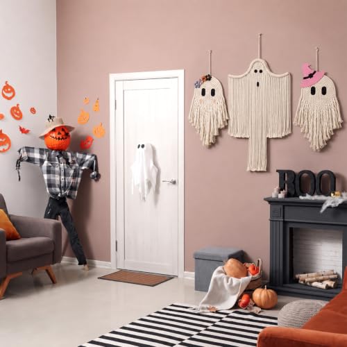 Remagr 3 Pcs Halloween Macrame Bats Wall Decor, Ghost Decor, Classic - style: Classic